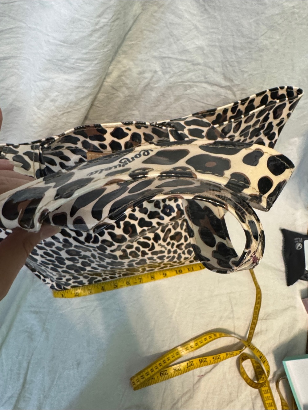 Consuela Leopard-Print Patent Tote in Tan and Black - Picture 4 of 7